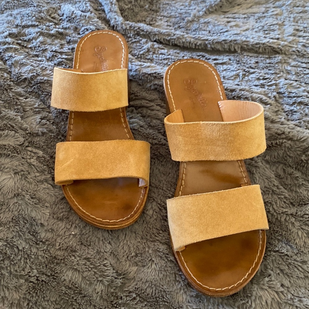 Suede Camel Sandals